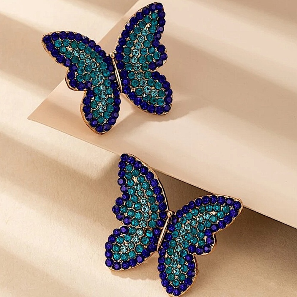 Rhinestone Butterfly Stud Earrings